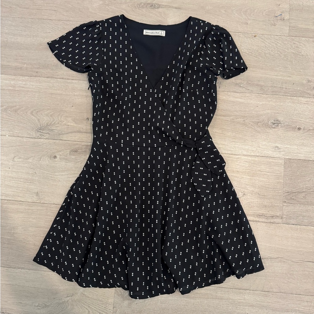 Abercrombie & Fitch Black Mini Dress with White Dots
